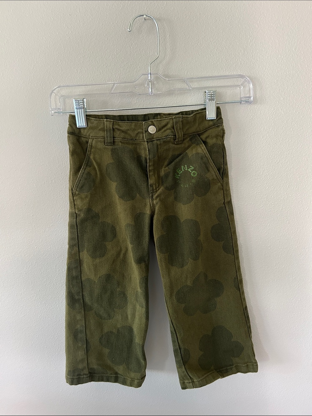 Kenzo Kids Olive Floral wide leg Jeans Size 4A